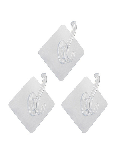 Набор крючков самоклеющийся, 3 крючка, 3 шт, 7х7 см, ПВХ, акрил, 104941