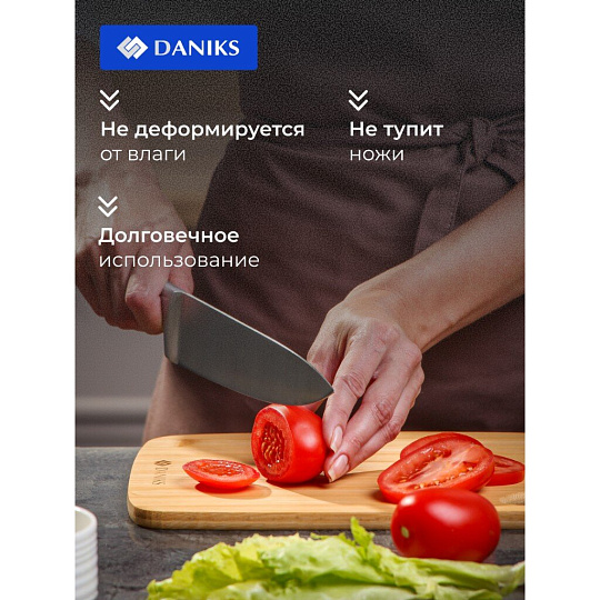 Доска разделочная бамбук, 28х21х1 см, прямоугольная, Daniks, Бамбук, H-1635