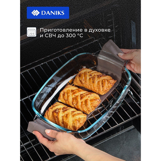 Форма для запекания стекло, 34х22.4х6.4 см, 2.9 л, прямоугольная, Daniks, OCT-NR5607