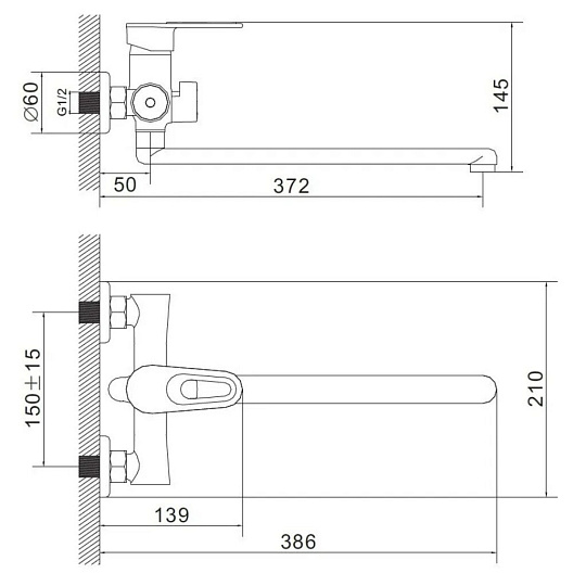 Смеситель для ванны, Эверест, с картриджем, красный, B22-274C