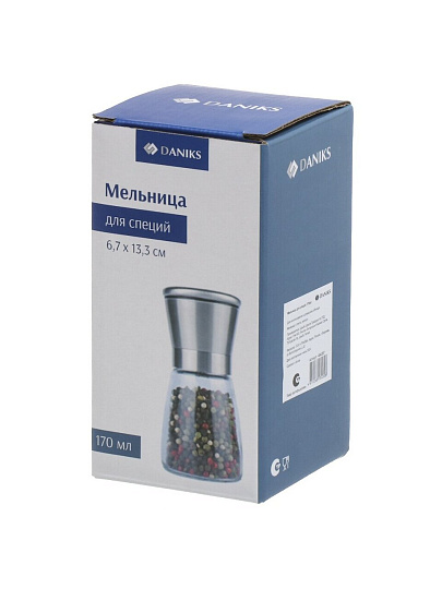 Мельница для специй стекло, металл, 170 мл, Daniks, YM6713DS