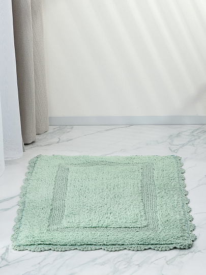 Коврик для ванной, 0.5х0.8 м, хлопок, ажурный край, фисташковый, Silvano, Лиона