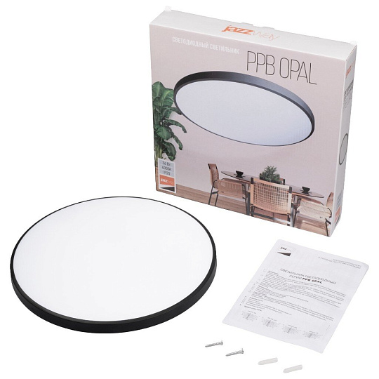 Светильник светодиодный, JazzWay, PPB OPAL, 36 Вт, 4000 К, 2880 Лм, IP20, 30х30х5.5 см, черный, 5065376