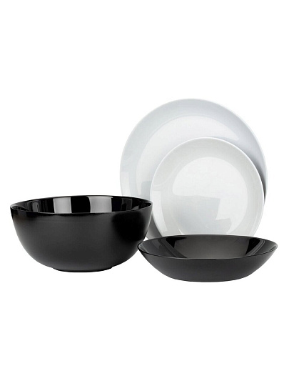 Сервиз столовый стекло, 19 предметов, на 6 персон, Luminarc, Diwali Black and Granit, P4358