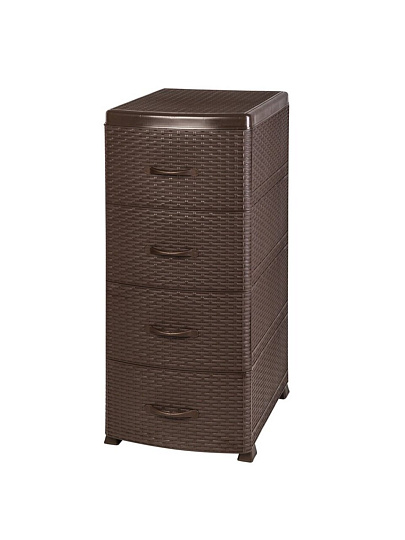 Комод 4 ящика, Ротанг, 38х48х96 см, коричневый, 35 701, Violet