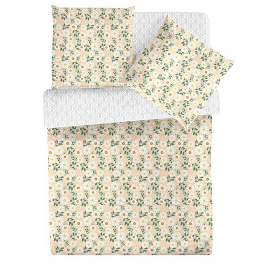 Постельное белье 1.5-спальное, простыня 150х215 см, 2 наволочки 50х70 см, пододеяльник 145х215 см, Teodora, ранфорс, Верано 4689-1+4708-а5