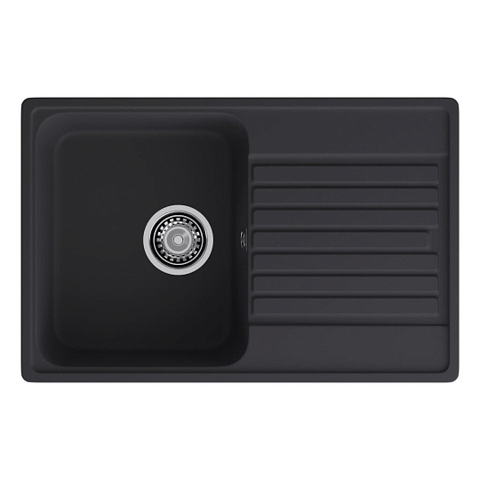 Мойка кухонная врезная, GranFest, Quarz, кварцевый песок, 736х476 мм, без сифона, черная, GF-Z78
