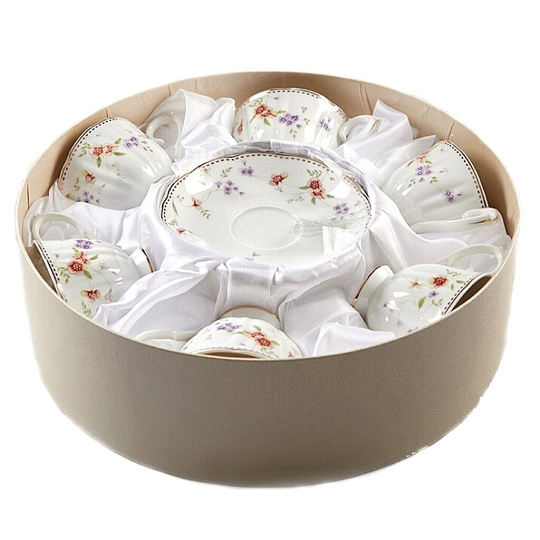 Набор чайный фарфор, 12 предметов, на 6 персон, 240 мл, Beatrix, Флориана, МН013P/6, подарочная упаковка