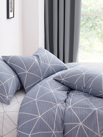 Постельное белье 2-спальное, простыня 200х215 см, 2 наволочки 70х70 см, пододеяльник 175х215 см, Silvano, поплин, серое, Грань