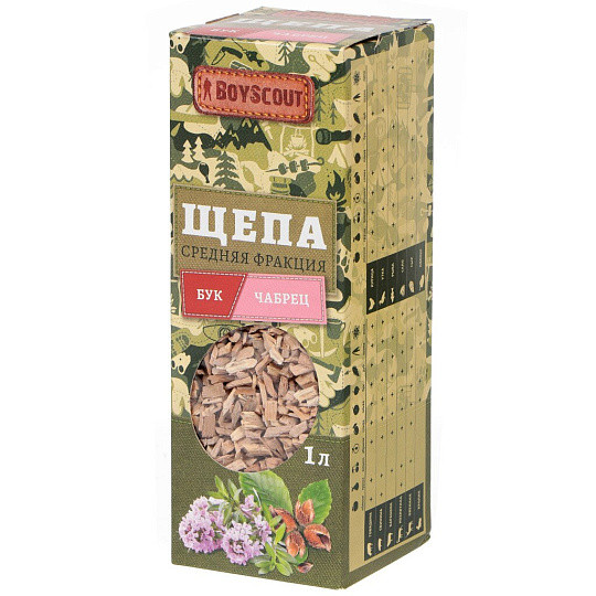 Щепа для коптильни 0.248 кг, бук + чабрец, Boyscout, 61460