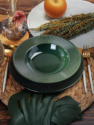 Тарелка суповая, керамика, 24 см, круглая, Emerald Green, Domenik, TDP471/DMD032