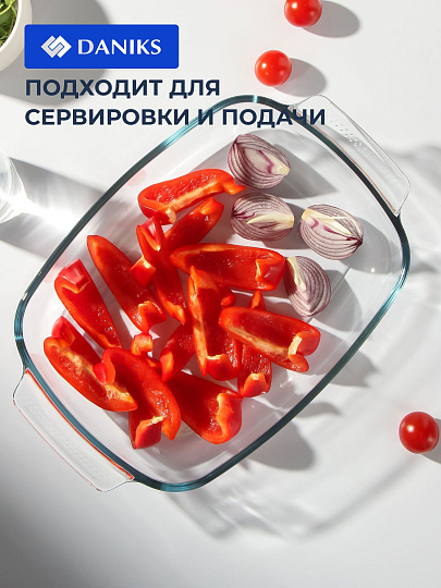 Форма для запекания стекло, 34х22.4х6.4 см, 2.9 л, прямоугольная, Daniks, OCT-NR5607