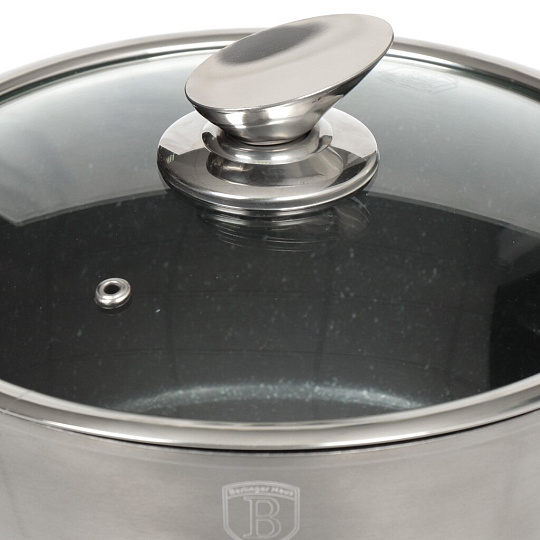 Набор посуды из алюминия Berlinger Haus Metallic Line 1219-ВН (кастрюли с крышками, сковорода, сотейник, подставка), 5 предметов