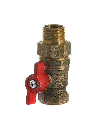 Кран для воды с американкой 3/4", прямой, ручка-бабочка, БАЗ