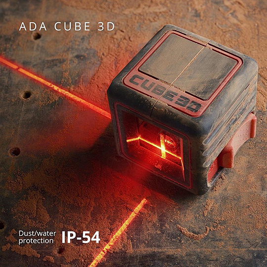 Уровень лазерный, 2/20 мм/м, самовыравнивание, ADA, Cube 3D Basic Edition, А00382