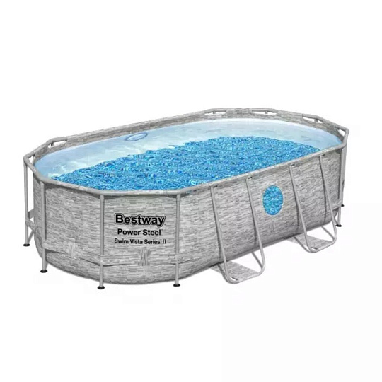 Бассейн каркасный Bestway, 427х250х100 см, Power Steel, 56714BW, фильтр-насос, лестница, тент, 7250 л, поплавок-дозатор
