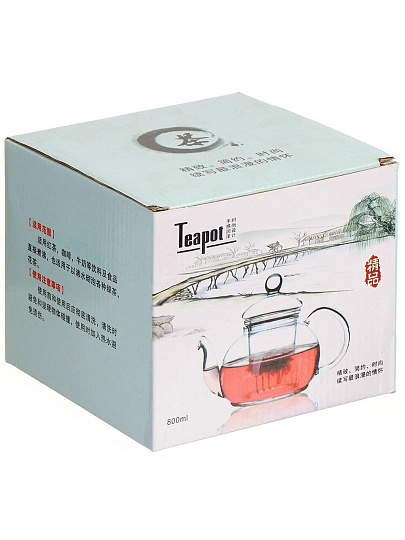 Чайник заварочный стекло, 0.8 л, рифленый с колбой, Y4-6137