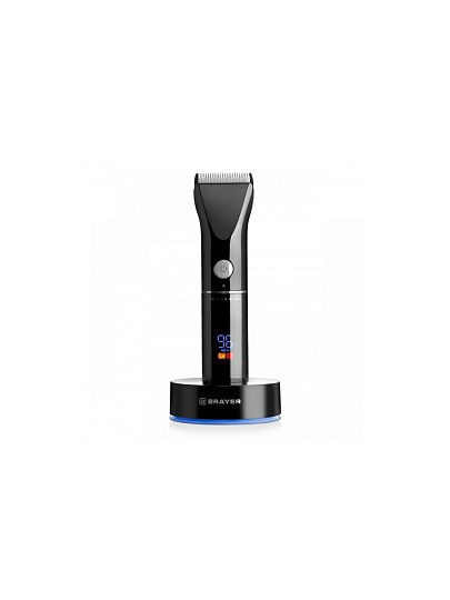 Машинка для стрижки, Brayer, 3400BR, аккумуляторная, 3 Вт, черная, 4 насадки, LED-дисплей