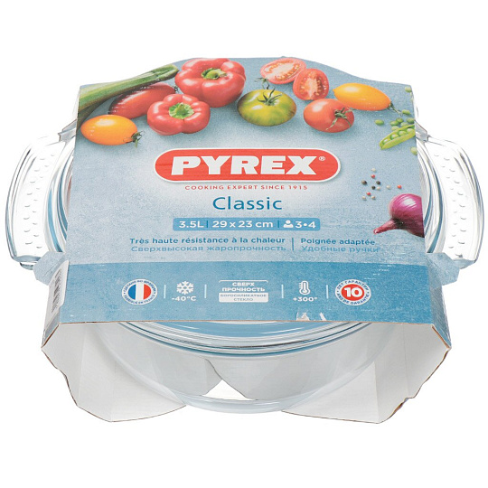 Кастрюля стекло, 3.5 л, с крышкой, стекло жаропрочное, Pyrex, Classic, 112A000N/2017