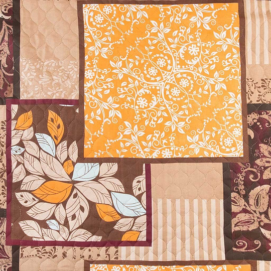 Покрывало евро, 220х200 см, микрофибра, двухстороннее, Marianna, Элегант геометрия, коричневое, 18-002