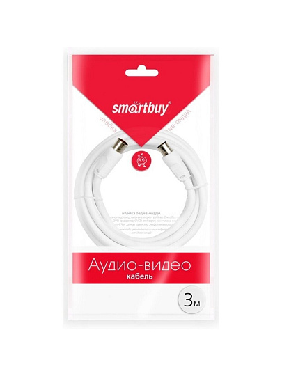 Кабель антенный, 3 м, разъемы M-F, белый, Smartbuy, K-TV233-60