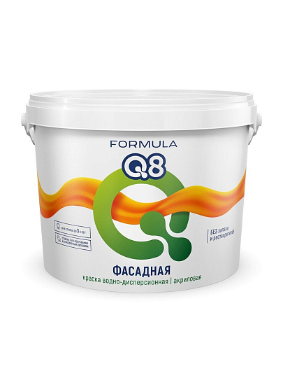 Краска водно-дисперсионная, Formula Q8, акриловая, фасадная, матовая, белая, 13 кг
