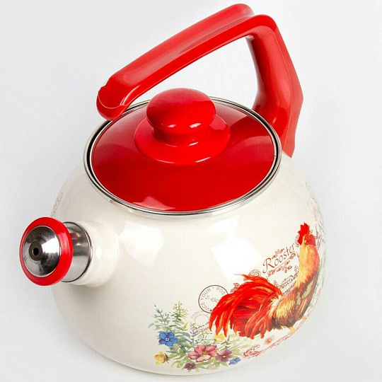 Чайник сталь, эмалированное покрытие, 2.5 л, со свистком, ручка консольная, Metrot, Золотой Петушок, индукция, 196631