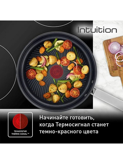 Сковорода нержавеющая сталь, 28 см, антипригарное покрытие, Tefal, Intuition, индукция, B8170644