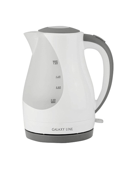 Чайник электрический Galaxy Line, GL0200, белый, 1.6 л, 2200 Вт, скрытый нагревательный элемент, пластик