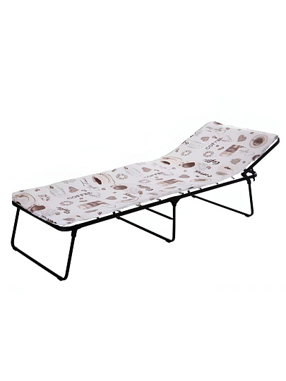 Раскладушка 196х73х33 см, 120 кг, Надин, с408/73, жесткая, сталь, ткань, матрас в комплекте, поролон, в ассортименте