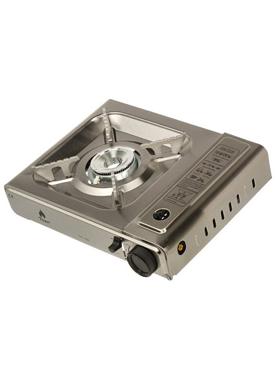 Плита газовая портативная 1 конфорка, 33х25х7 см, для цанговых баллонов, кейс, серебристая, Tozk, C020035