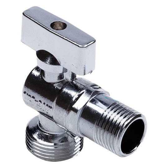 Кран 1/2х3/4", ш-ш, угловой с удлиненной резьбой и отражателем, хром, AquaLink