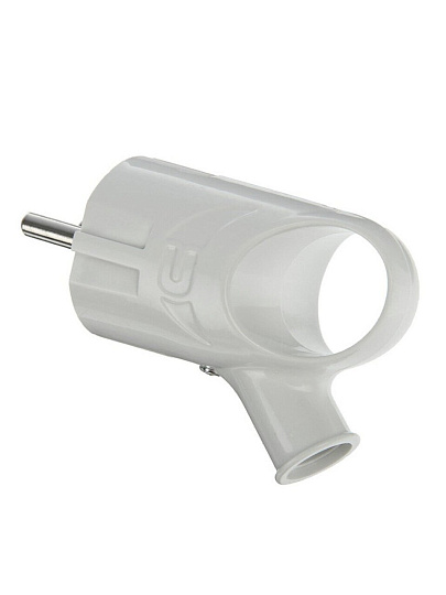 Вилка угловая, с заземлением, 16 А, 250 В, с кольцом, белая, Ecola, Base, AEPL3WEAY