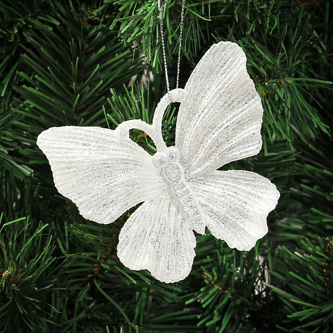 Елочное украшение Бабочка, белое, 10.5х10 см, SYYKLB-1822125