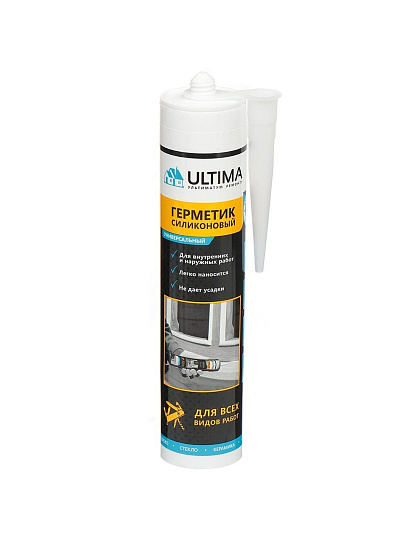 Герметик силиконовый, универсальный, Ultima, H0801 65255, 280 мл, белый