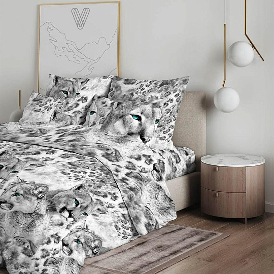 Постельное белье 1.5-спальное, простыня 150х214 см, 2 наволочки 70х70 см, пододеяльник 145х215 см, Василиса, бязь, Пума 4237/1