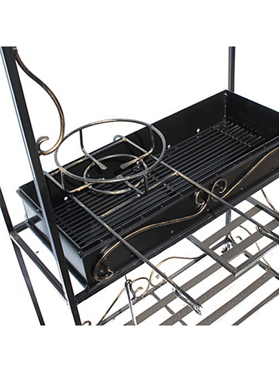 Мангал 1050х400х1950 мм, 3 мм, стационарный, крыша, кочерга, решетка, подставка под казан, Имение