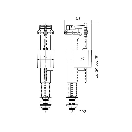 Клапан для бачка унитаза нижний, 1/2", пластик, заливной, АниПласт, WC5510