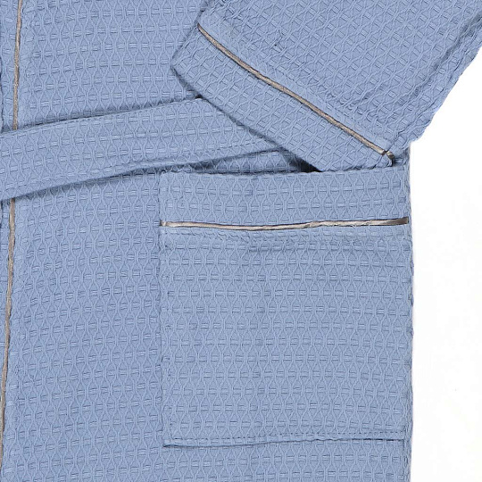 Халат унисекс, вафельный, 100% хлопок, голубой, XXL-XXXL, 56-58, Barkas, AI-0106017