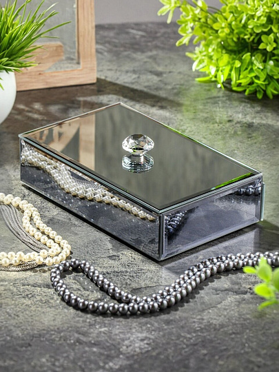 Шкатулка для украшений, стекло, 10.5х17х4 см, с зеркалом, Y6-2088