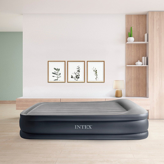 Кровать надувная Intex, 203х152х42 см, 64136ND, насос встроенный, электрический, флокированная, 273 кг