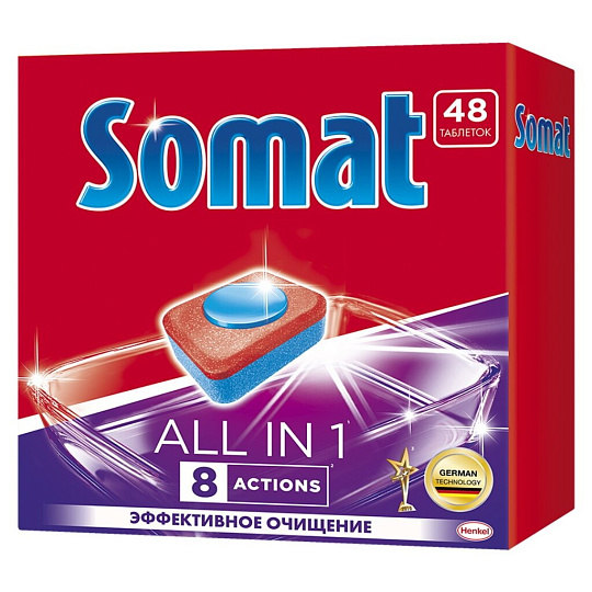 Таблетки для посудомоечной машины Сомат, All in 1, 48 шт