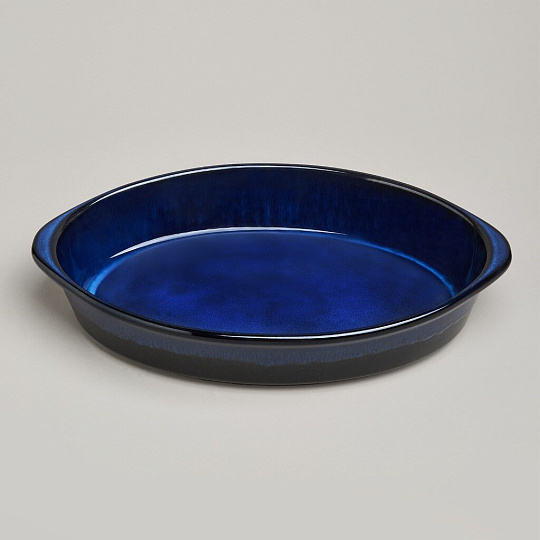Форма для запекания керамика, 22х37х7 см, 2.5 л, овальная, Agness, Reactive Blue, 780-129
