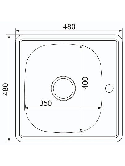 Мойка кухонная врезная, Mixline, нержавеющая сталь, 480х480 мм, 0.6 мм