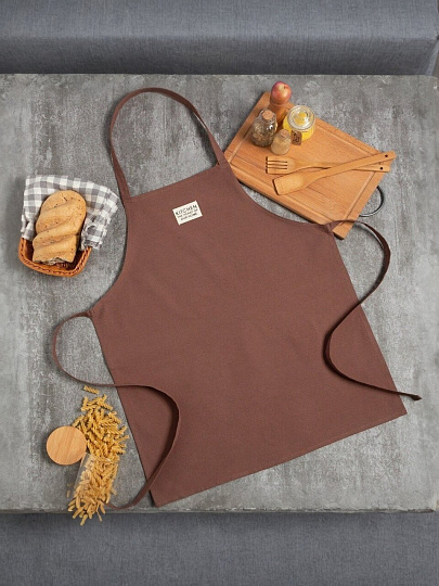 Фартук 60 х 70 см, 100% хлопок, саржа, 220 г/м2, без кармана, Этель, Kitchen, коричневый
