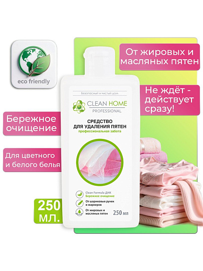 Пятновыводитель Clean Home, Быстрое решение, 250 мл