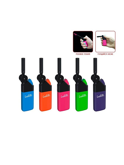 Зажигалка бытовая пьезо, Luxlite, 580 HC5 RUBBER SP, в ассортименте, 00646