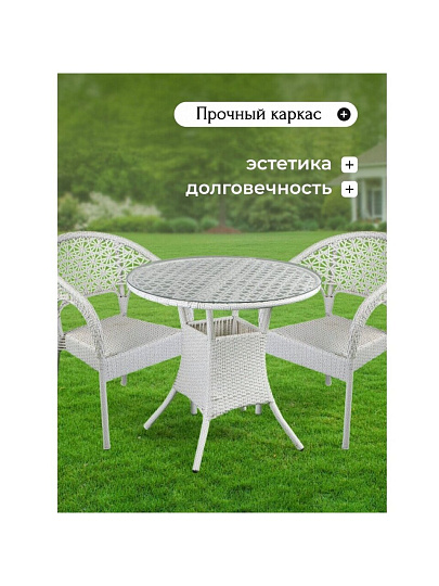 Мебель садовая Брауни, стол, 80х80х72 см, 2 кресла, 150 кг, C010013