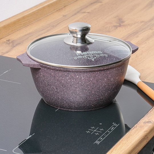 Кастрюля алюминий, антипригарное покрытие, 3 л, крышка стекло, Мечта, Premium violet, 43904