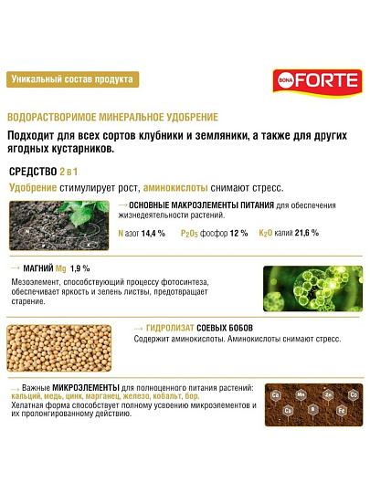 Удобрение для клубники и ягод, порошок, 100 г, Bona Forte